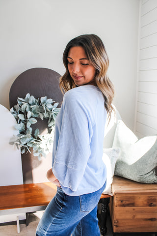 Vivian Corded Velvet Top • Ice Blue