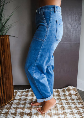 Oliver High Rise Barrel Leg • Medium Wash