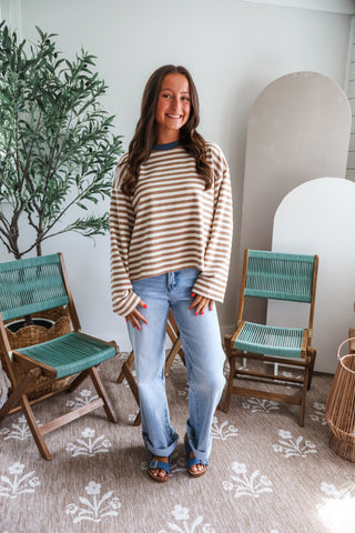 Weekend Drives Ringer Stripe • Tan