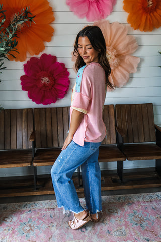 Pretty Flowers Patchwork Top • Peach Mix