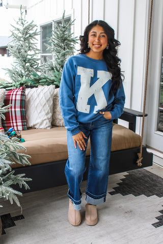 K Is For Kentucky Graphic Sweatshirt • Slate Blue