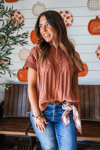 Autumn Acres Cable Knit Top • Terracotta
