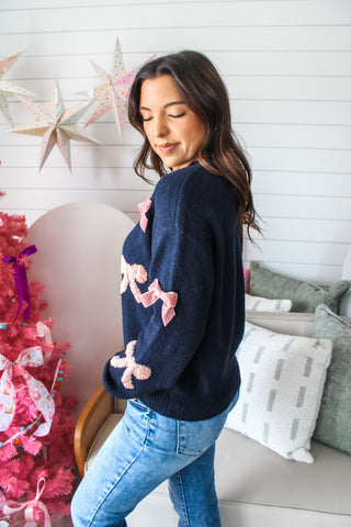 Best In Bow Sweater • Navy - FINAL SALE