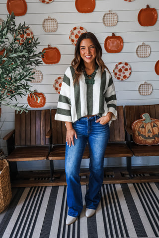Harvest Stripes Sweater • Olive