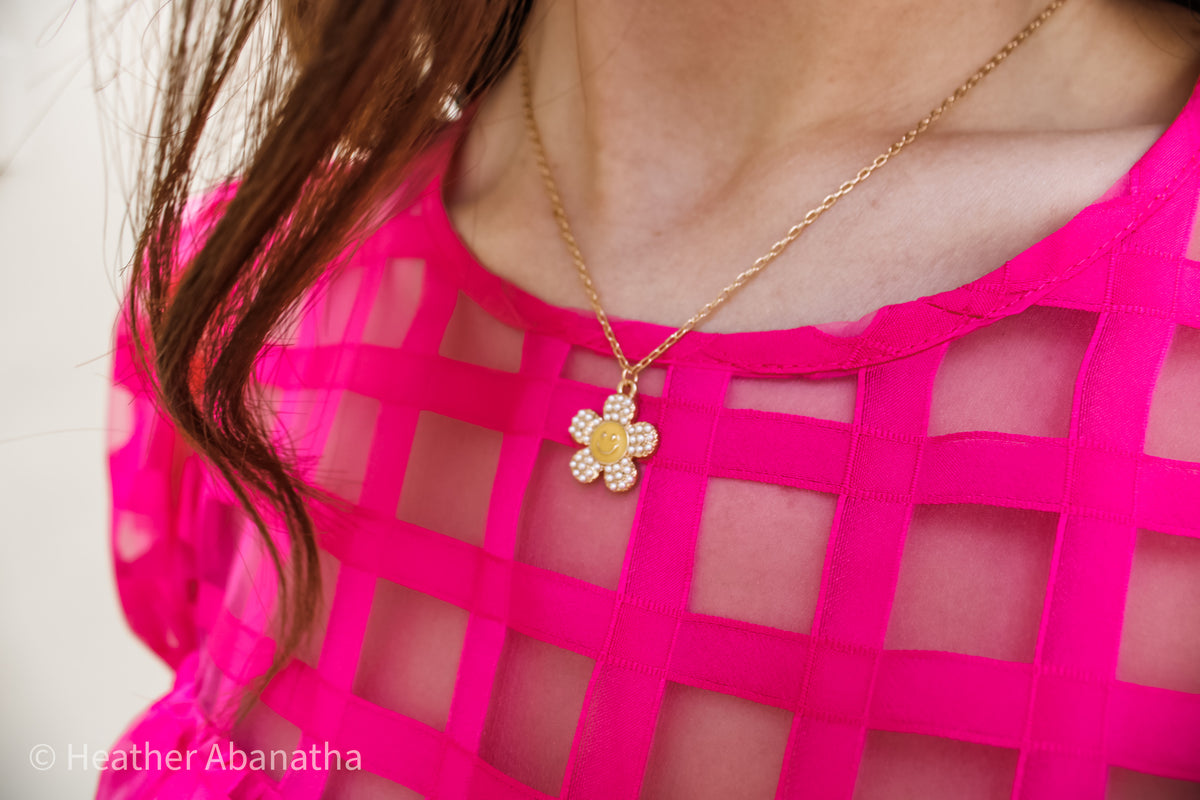 Smiley Daisy Necklace • Yellow - FINAL SALE