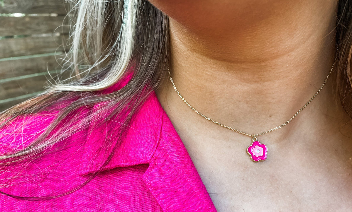 Pretty & Polished Necklace • Pink Flower - FINAL SALE